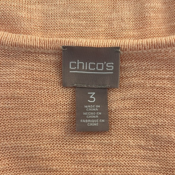 Chico's Coral Knit Boho Fringe Round Neck Summer Spring Vacation Top Size Large - Picture 4 of 5